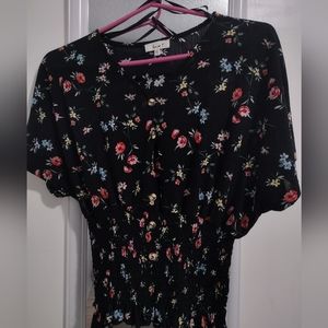 Size small black floral shirt